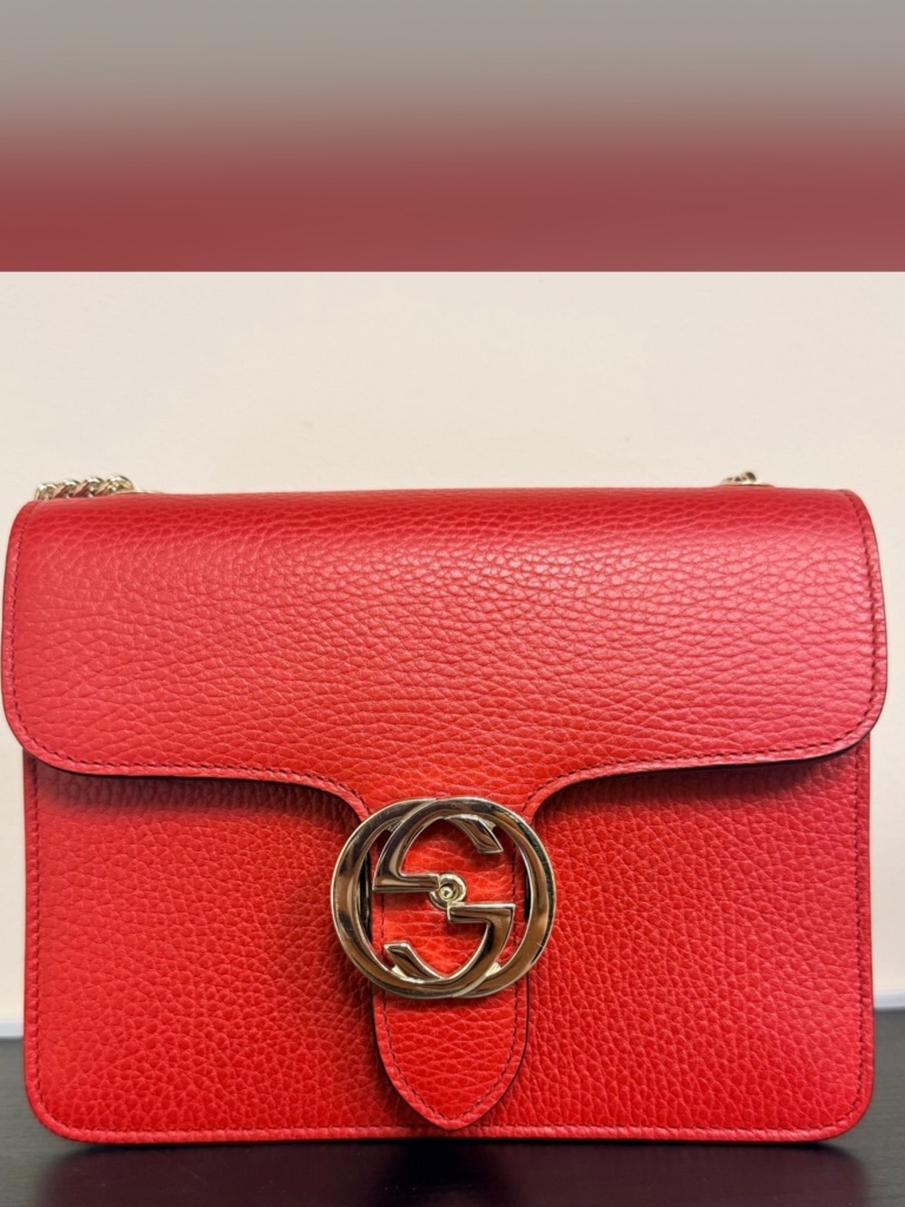 Gucci Red Interlocking GG
Crossbody Handbag with COA